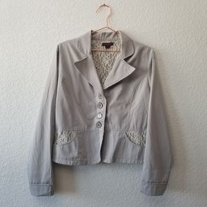 Blazer with lace inlays